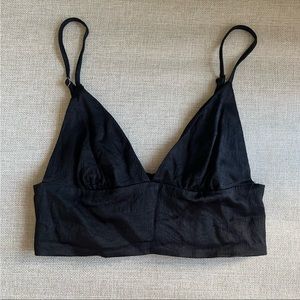 Zara Black Cropped Satin Camisole Tank Top XS